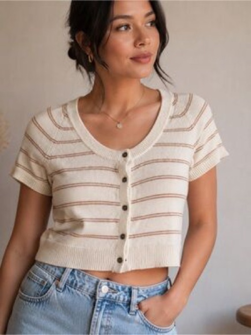 Madewell Linden scoop cropped sweater.